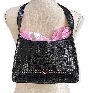 Mondani Black Embossed Faux Leather Handbag